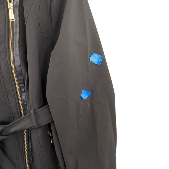 MICHAEL KORS Jacket Womens Extra Large Asymmetrical Black Trench Coat Lined Hood - Picture 16 of 16
